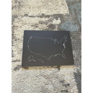 HANGING WOODEN BLACKBOARD/MESSAGE BOARD – USA Outline, 16x12" - Brand New Sealed